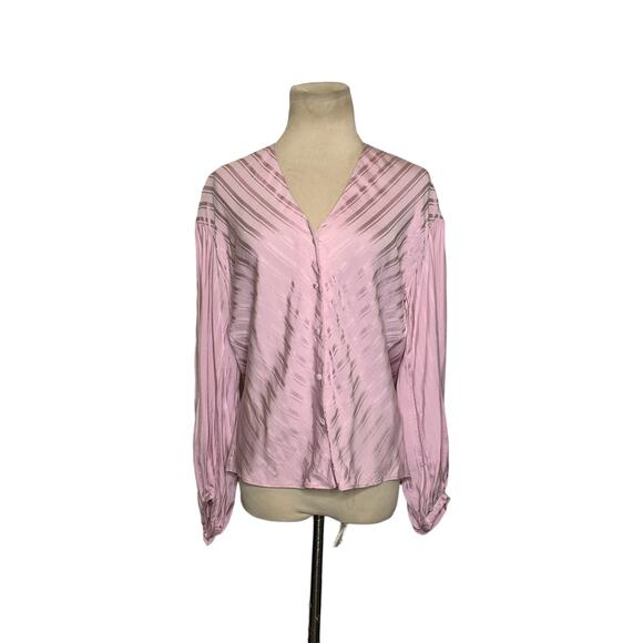 Joie Pink Cadmar Satin Button Long Sleeves Blouse size XXS - Picture 7 of 12